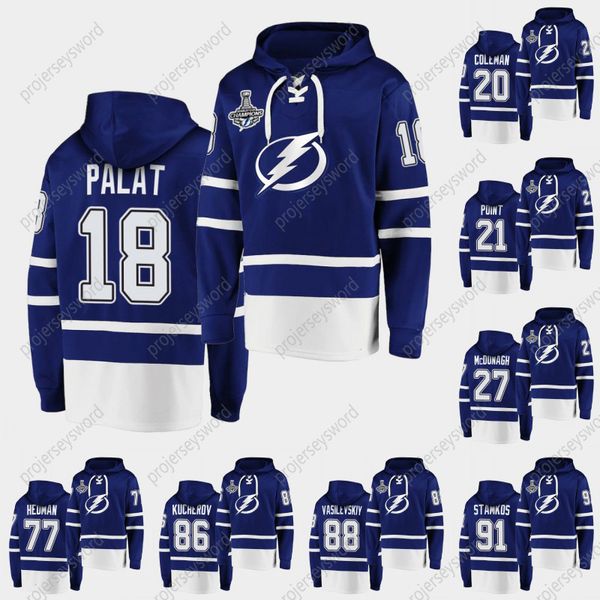

2020 stanley cup champions hoodie ondrej palat brayden point victor hedman nikita kucherov andrei vasilevskiy steven stamkos blake coleman, Black;red
