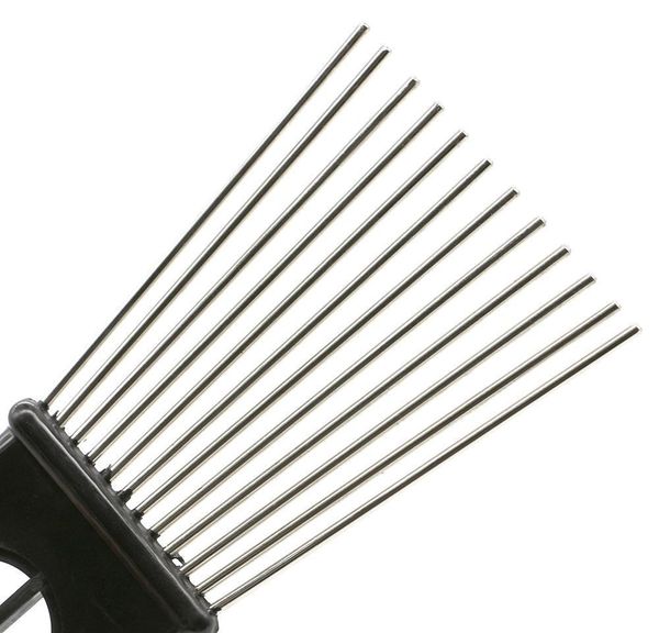 

black plast fist handle afro brush stianless steel wide teeth metal hair pick af jlljzd xhqhlady, Silver