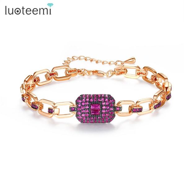 

bangle luoteemi multiple colors link chain bracelet for adults hip-hop men fashion jewelry square cubic zircon bracelets, Black