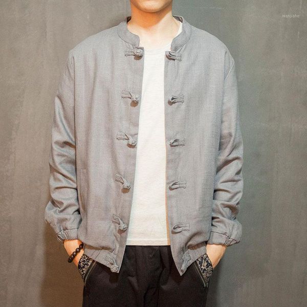 

isurvivor 2020 tang suit stand collar plate buckle chinese style jacket cotton and linen spring jacket ethnic style hanfu1, Black;brown