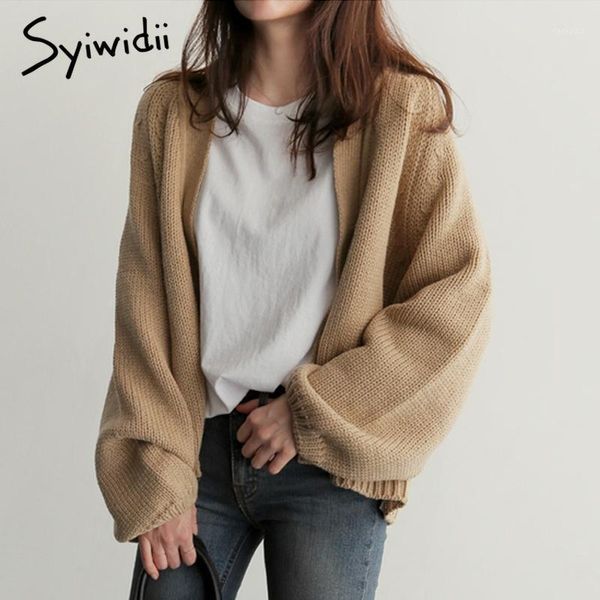 

womens sweaters cardigans knitted women cardigan casual solid lantern sleeve sweater cardigan elegant autumn ladies sweater 1, White