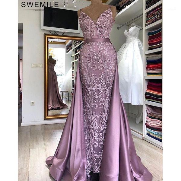 

gorgeous lace mermaid long prom dresses 2020 backless prom gowns with detachable trailing evening party dresses vestido de1, White;black