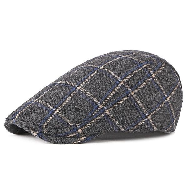

new winter cotton berets caps for men casual peaked caps berets hats casquette cap retro cabbie lvy flat cap, Blue;gray