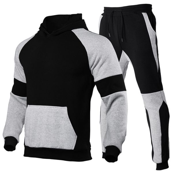 

men's hoodie trousers set, casual gym sportswear, autumn and winter, 2021, Gray