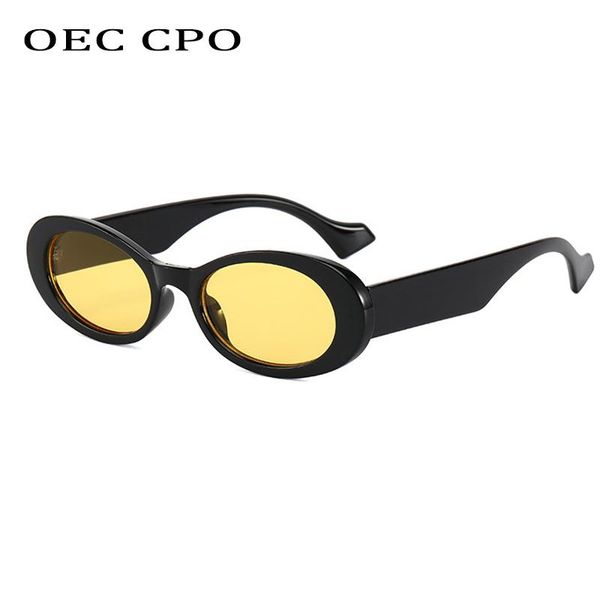 

sunglasses oec cpo vintage oval women brand designer small frame sun glasses female retro black yellow round eyewear uv400 o881, White;black
