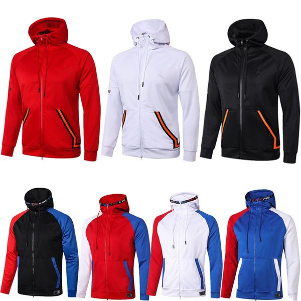 

20 21 soccer hoodie tracksuit jacket survetement 2020 2021 mbappe icardi football jackets set air jordam soccer hooded training suit, Black