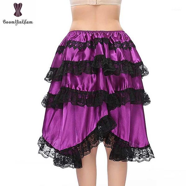 

women purple skirt for corset dancer cabaret party fancy skirt plus size s-6xl steampunk corset layers skirts 70061, Black