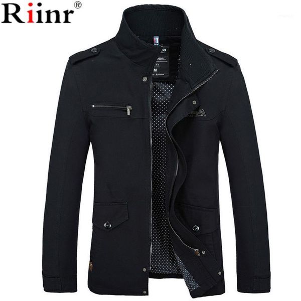 

riinr 2020 brand new arrival male jacket slim fit mens autumn clothing man jackets zipper warm cotton-padded1, Black;brown