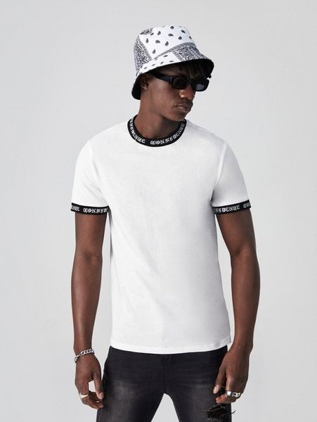 

men letter graphic tape tee g71l#, White;black