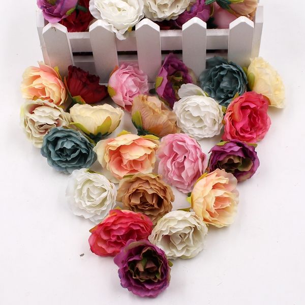 Commercio all'ingrosso 100 pz fioritura peonia panno fiori artificiali per la festa nuziale casa camera scarpe cappelli decorazione matrimonio fiori di seta Y0104