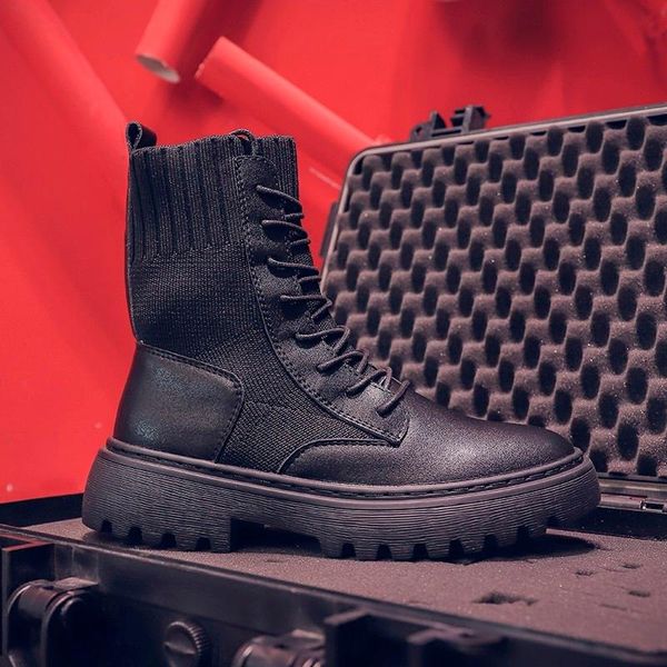 

new 2020 warm plush ankle boots for women shoes woman lace up solid black leather boots female mesh platform shoes plus size