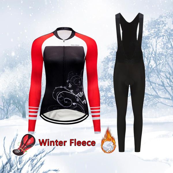 

racing sets women warm winter bicycle jersey set 2021 thermal fleece cycling clothing mtb dress female road bike clothes suit uniform outfit, Black;blue