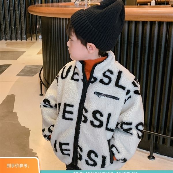 

boys' polar fleece coat 2020 new winter zhongda children's korean foreign style winter coat plush warm coat lj201125, Blue;gray