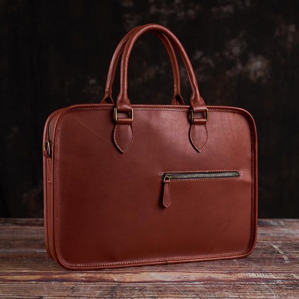 

15 luxury vintage bag fashion office inch 2020 laphandbag coffee leather shoulder business genuine man casual men briefcase mfgaa