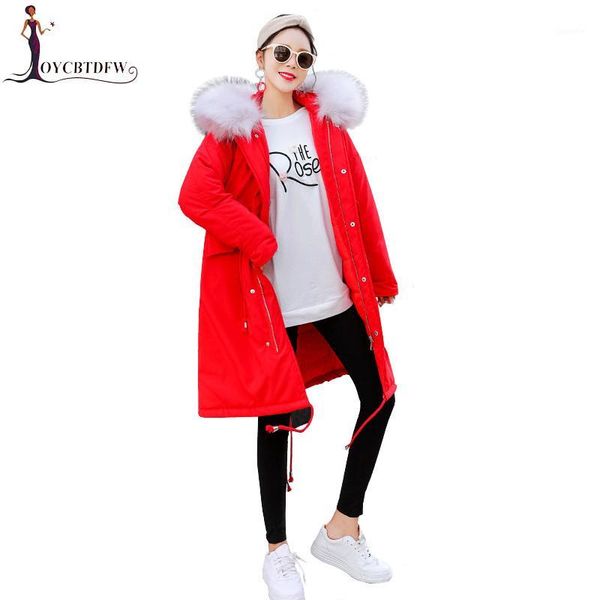 

women jackets winter parka 2018 new loose korean long coats female outerwear thicken hooded fur collar women cotton jacket xy6721, Black