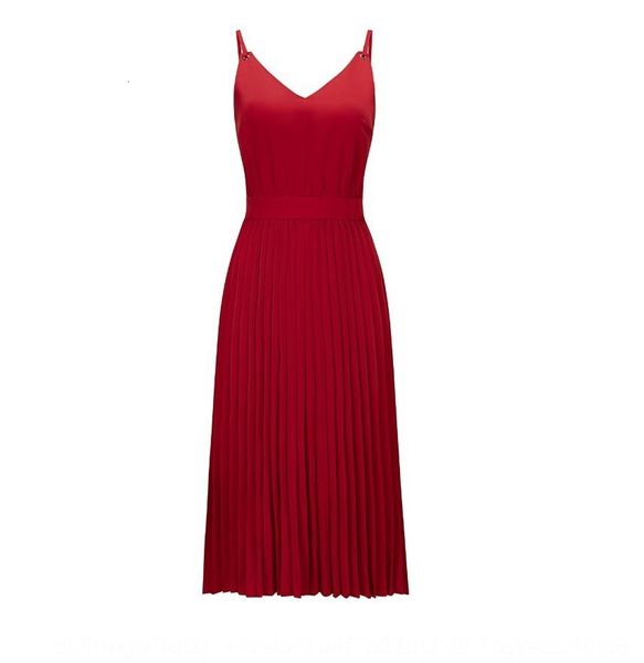 

2020 spring and summer women's pure color v-neck sling dress suspender pleated dress, Black;gray