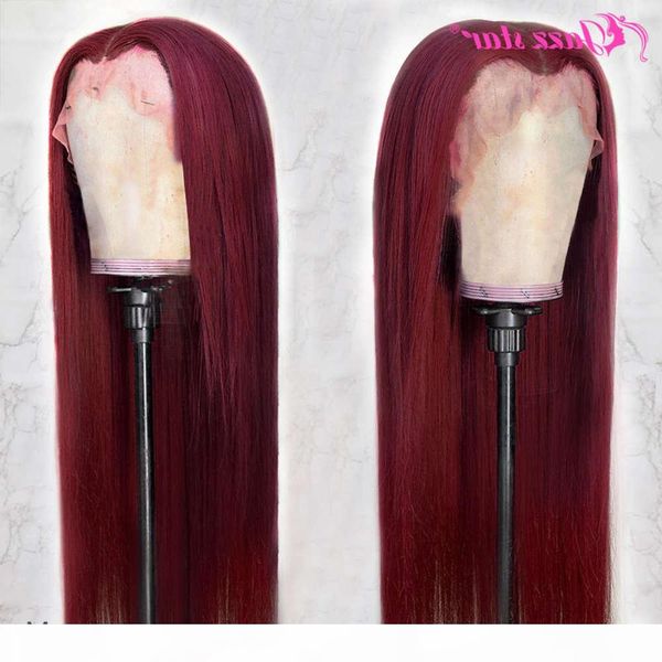 

brazilian straight t part 99j human hair wigs for women 13*0.5 burgundy lace front wig non-remy jazz star, Black;brown