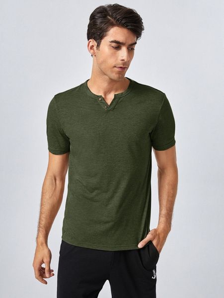 

men buttoned notch neck solid 11wq#, White;black