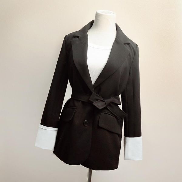 

chic black suit coat jacket women blazers female 2019 cool ins with suit korean casual loose spring1, White;black