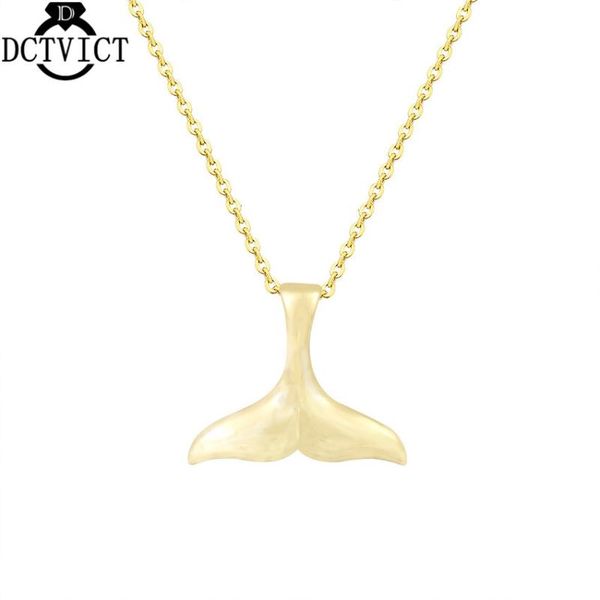 

pendant necklaces 10pcs/lot animal necklace gold whale tail for children birthday gifts stainless steel chains bijoux femme, Silver