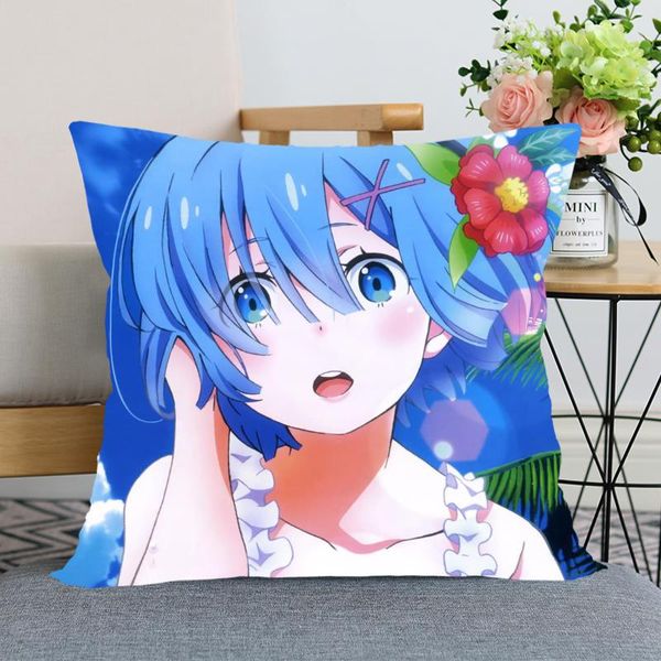 

re:zero -starting life in another worldpillow cover bedroom home office decorative pillowcase square zipper pillow cases satin