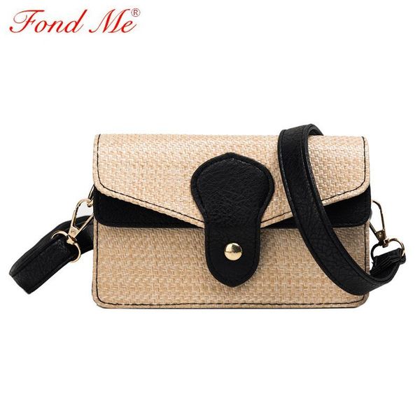 

new contrast color straw small square bag shoulder messenger bag