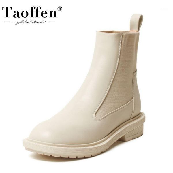 

taoffen size 31-43 women ankle boots flats round toe shoes women fashion party winter warm boots casual footwear1, Black