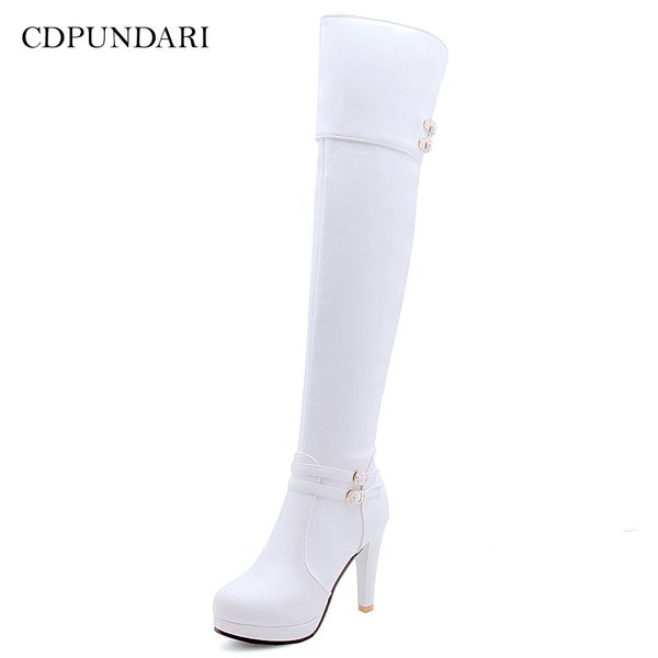 

2021 black high heels над коленом boots женщин платформы высокие сапоги осень зима длинные сапоги обувь cuissardes sexy white 201109
