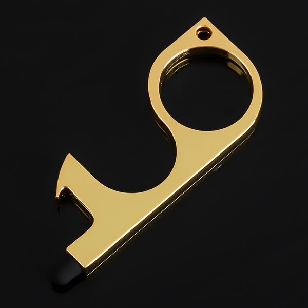 

3 color metal safety touchless door opener stylus key hook metal hands door handle opener tool keychain with silicone head 116 j2