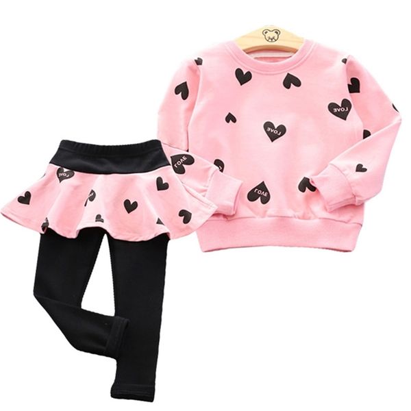 

toddler girls clothing sets autumn winter clothes t-shirt+pant 2pcs outfit kids clothes girls suit children for 3 4 5 6 7 y y200525, White