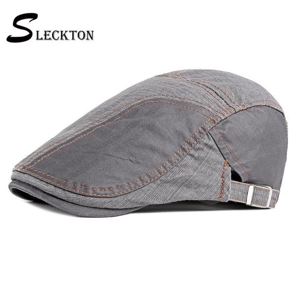 

sleckton fashion berets hat for mens retro patchwork newsboy cap casual france flat cap summer visors peaked gorras, Blue;gray
