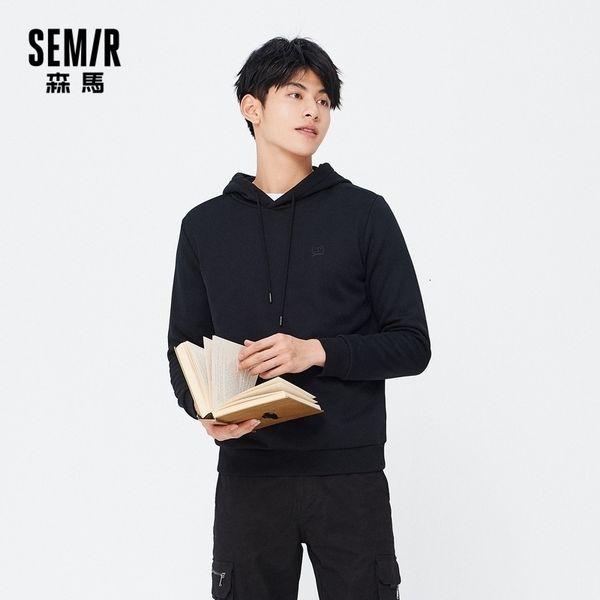 

semir men winter new pullover sweatshirt embroidery loose fashion cotton hooded hoodies for man
