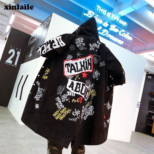 

2020 new men's jacket fashion trend performance windbreaker hip-hop jacket printed stage windbreaker men1, Tan;black