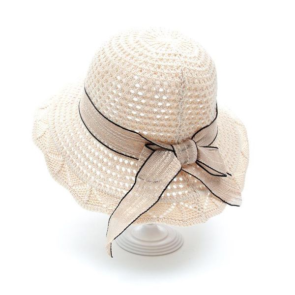 

summer straw hat women's bow straw hat sun protection visor wide brim beach sun foldable block uv protection, Blue;gray