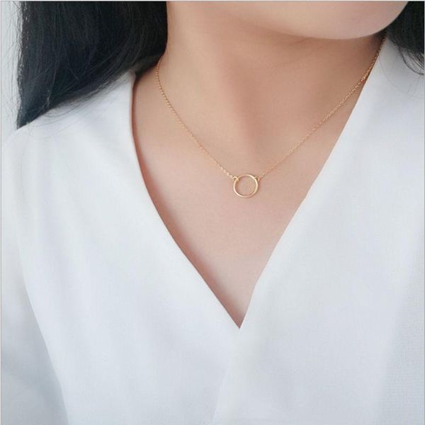 

pinjeas s925 geometric circle chain pendant necklace jewelry, Silver