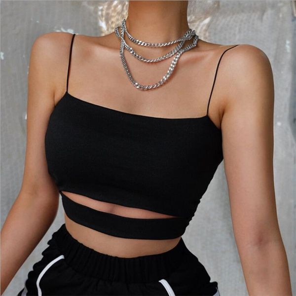 

summer female crop polyster women sleeveless straps tank solid fitness lady camis casual black top, White