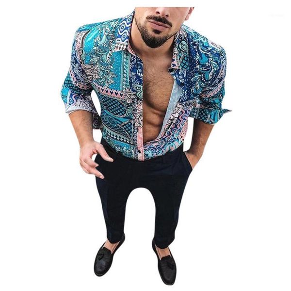 

streetwear men shirt long sleeve casual mens shirt printed button up laple vacation camisa de hombre1, White;black