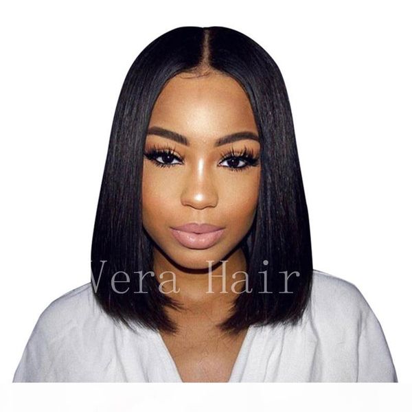 

brazilian virgin non simulation hair wig 100%human hair lace front wigs glueless short bob hair wigs natural straight with for black women