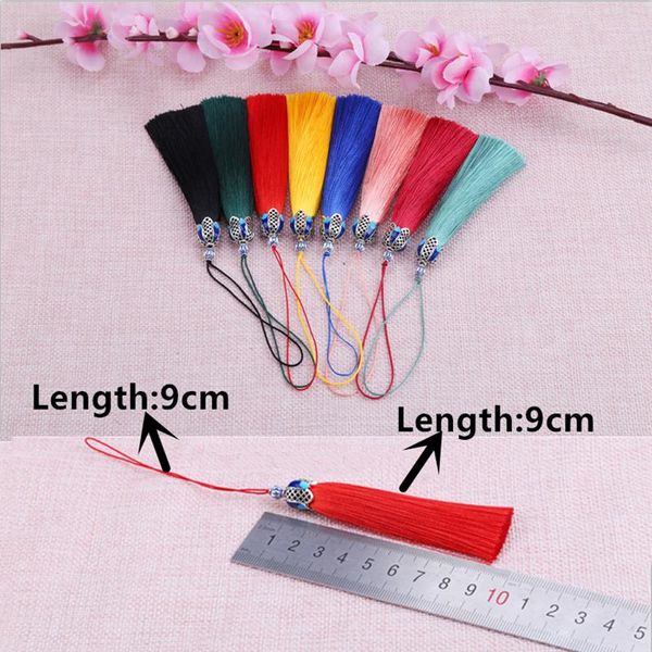 

5pcs 9см металла cap полиэстер шелковый кисточкой кисть для серьга шарм изготовление кисточки подвеска diy изготовление ювелирных изделий ак, Black