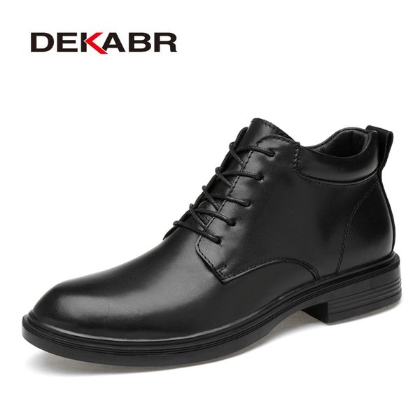 

dekabr size 35~50 warm heighten boots genuine leather men boots autumn snow boots men waterproof soft ankle shoes 201026, Black