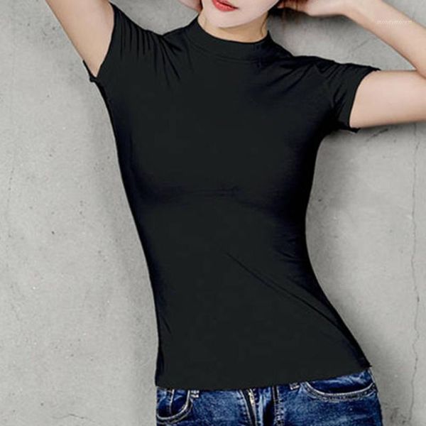 

women's blouses & shirts 2021 summer short sleeve solid o-neck slim cotton blouse fashion casual shirt female clothes 1, White