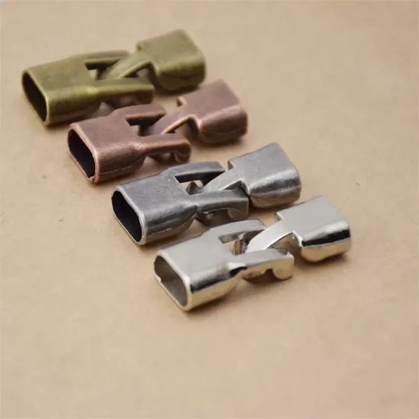 

genuine 10pcs/lot antique silver/bronze bracelet end clasps hooks fit 3.5*1.2cm flat leather bracelets connectors for diy jewelry making 167