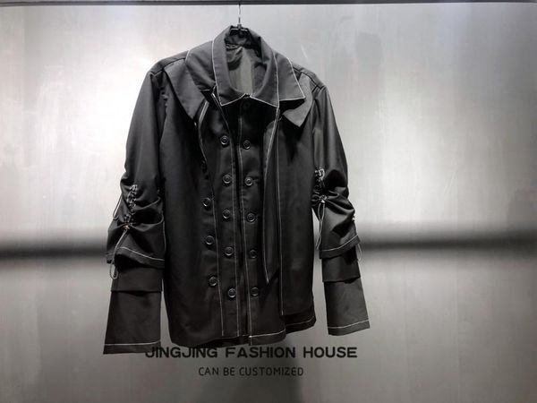 

2021 new bright black line design three layers jacket man woman ff3e, Black;brown