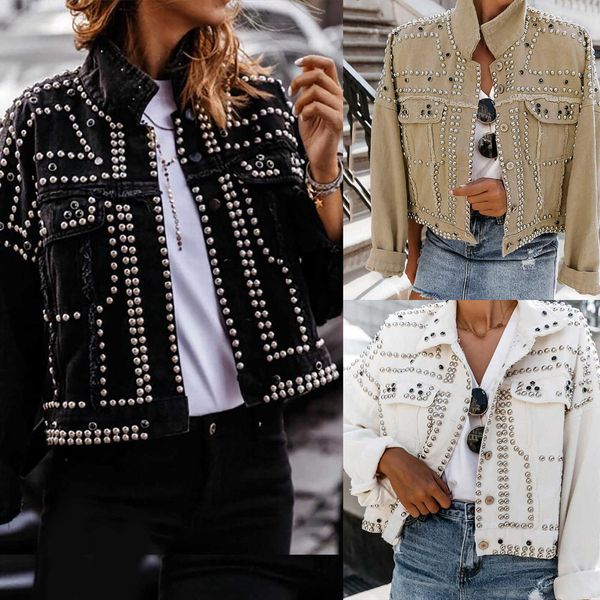 

women's fashion short wash denim locomotive wind jacket shirt women long sleeve loose v-neck chemise femme manche longue e1, Black;brown