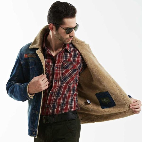 

2019 mens jeans thicken coat outwear blue colors denim fashion wool liner jackets coat winter dress 1401, Black;brown