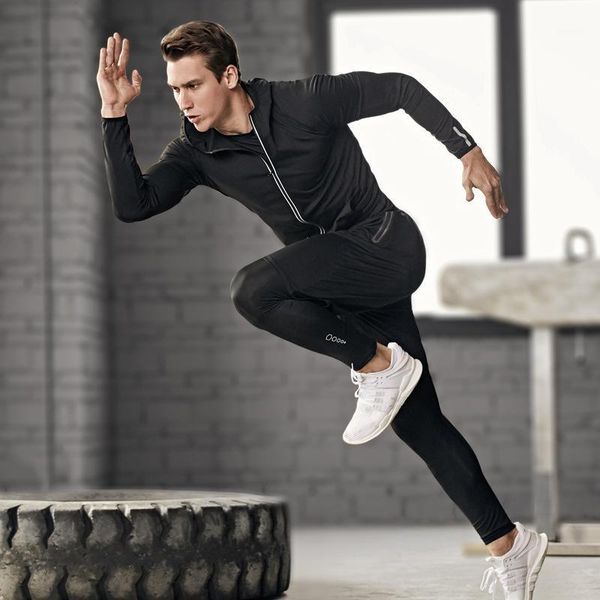 

yoga outfits 2021 explosive men's fitness sports suit moisture wicking quick-drying running youth five-piece set1, White;red