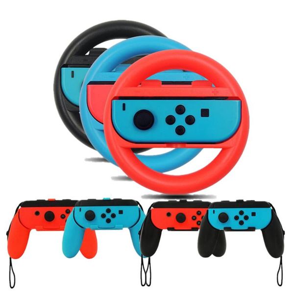 

2 pcs joy _con tation steering wheel for switch games handle grips controller grip kit for switch controllers