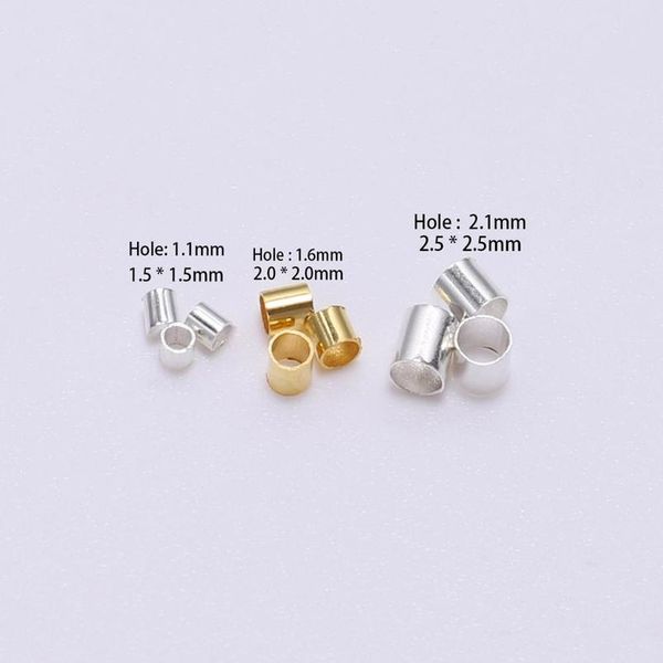 

500pcs 1.5 2.0 2.5mm gold copper tube crimp end beads ser spacer beads for jewelry making findings supplies bbyphh, Silver