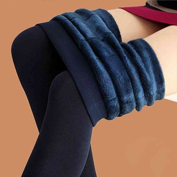 

warm womens plus velvet winter leggings ankle-length keep warm solid pants female high waist large size women leggings mokijins, Black