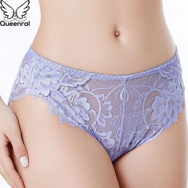 

queenral transparent panties women plus size xl xxl xxxl xxxxl full lace floral briefs intimates lingerie mid waist1, Black;pink